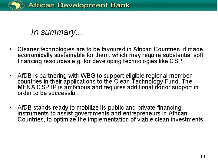 Role of the African Development Bank in Developing