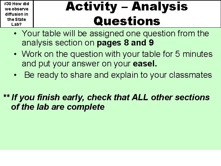 #30 How did we observe diffusion in the State Lab? Activity – Analysis Questions