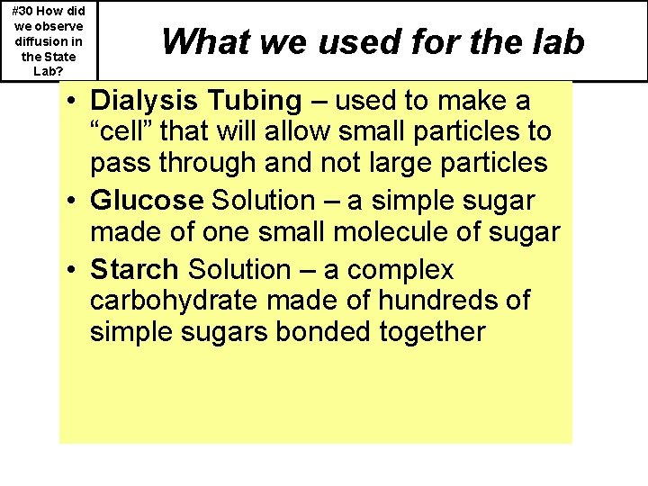 #30 How did we observe diffusion in the State Lab? What we used for