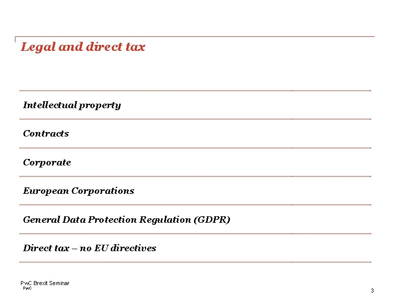 Legal and direct tax Intellectual property Contracts Corporate European Corporations General Data Protection Regulation