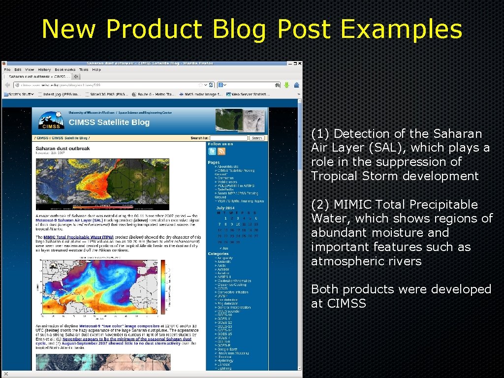 New Product Blog Post Examples (1) Detection of the Saharan Air Layer (SAL), which