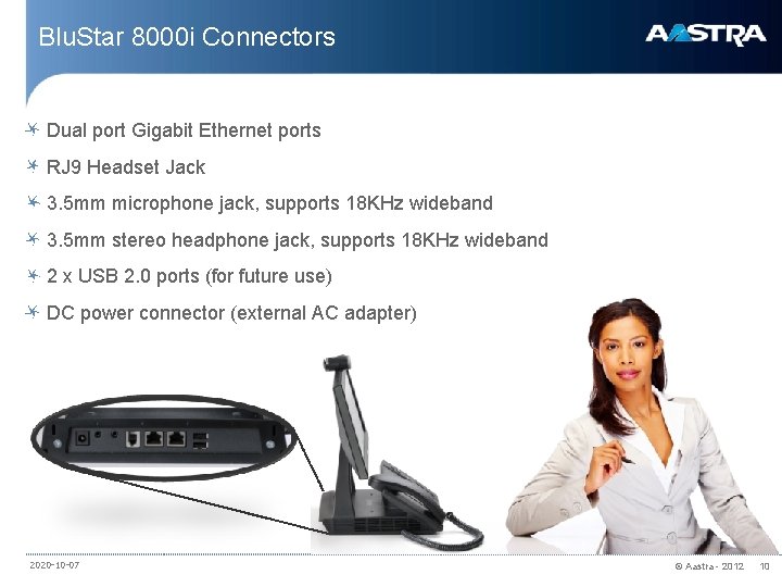 Blu. Star 8000 i Connectors Dual port Gigabit Ethernet ports RJ 9 Headset Jack