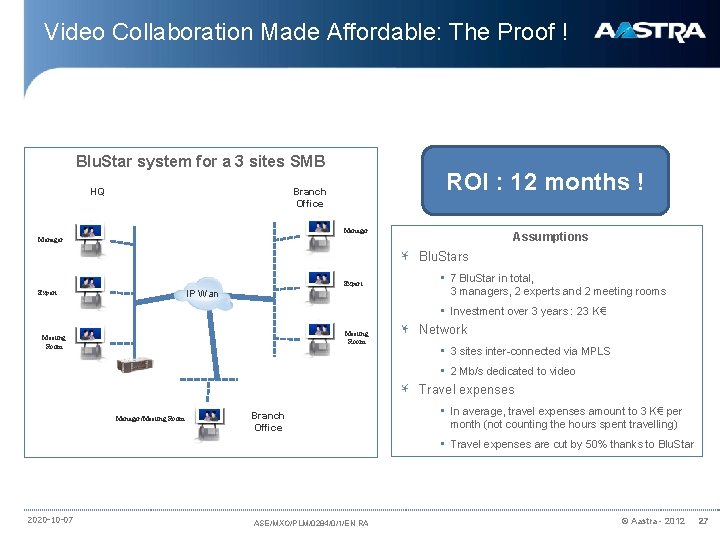 Video Collaboration Made Affordable: The Proof ! Blu. Star system for a 3 sites