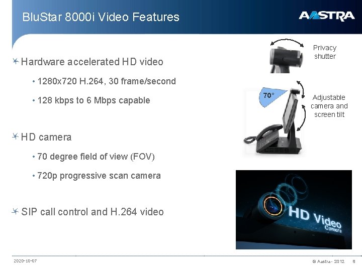 Blu. Star 8000 i Video Features Privacy shutter Hardware accelerated HD video • 1280