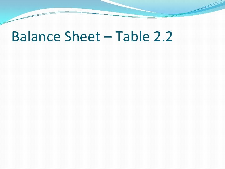 Balance Sheet – Table 2. 2 