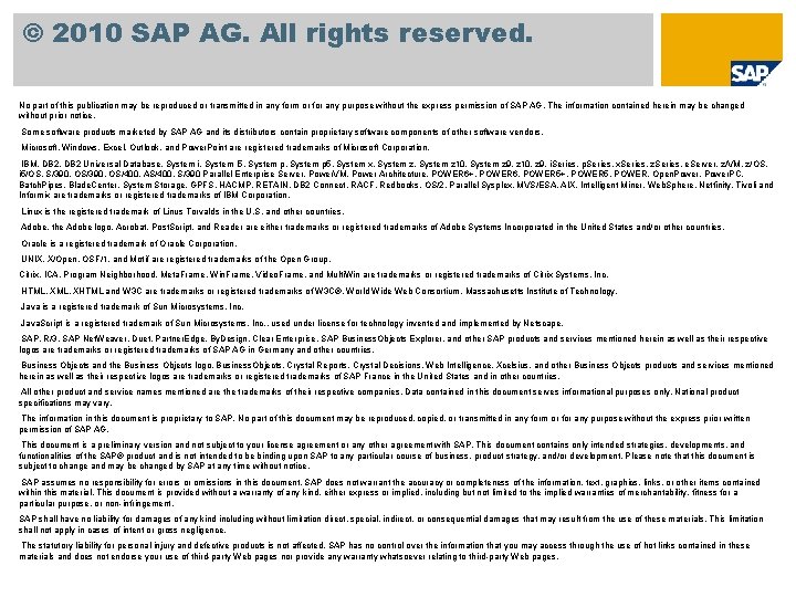 © 2010 SAP AG. All rights reserved. No part of this publication may be