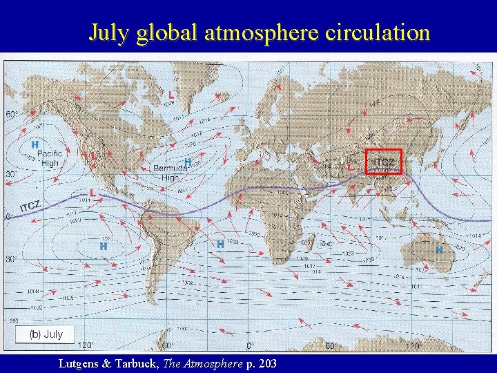 July global atmosphere circulation Lutgens & Tarbuck, The Atmosphere p. 203 