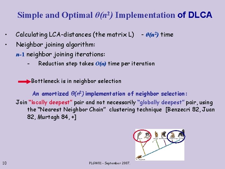 Simple and Optimal θ(n 2) Implementation of DLCA • Calculating LCA-distances (the matrix L)