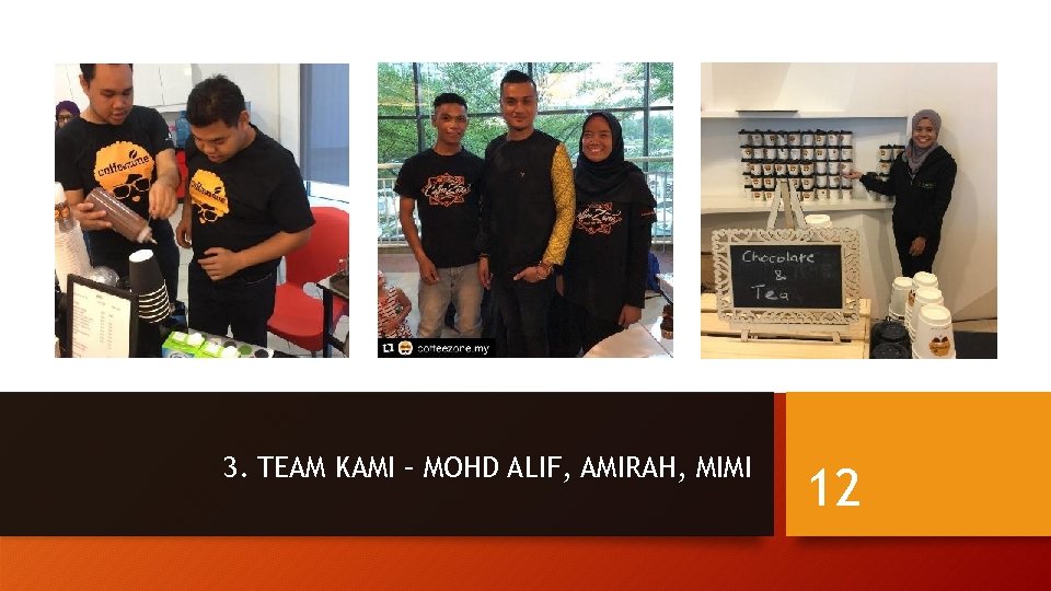 3. TEAM KAMI – MOHD ALIF, AMIRAH, MIMI 12 