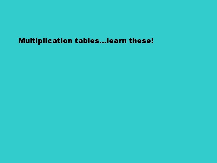 Multiplication tables…learn these! 