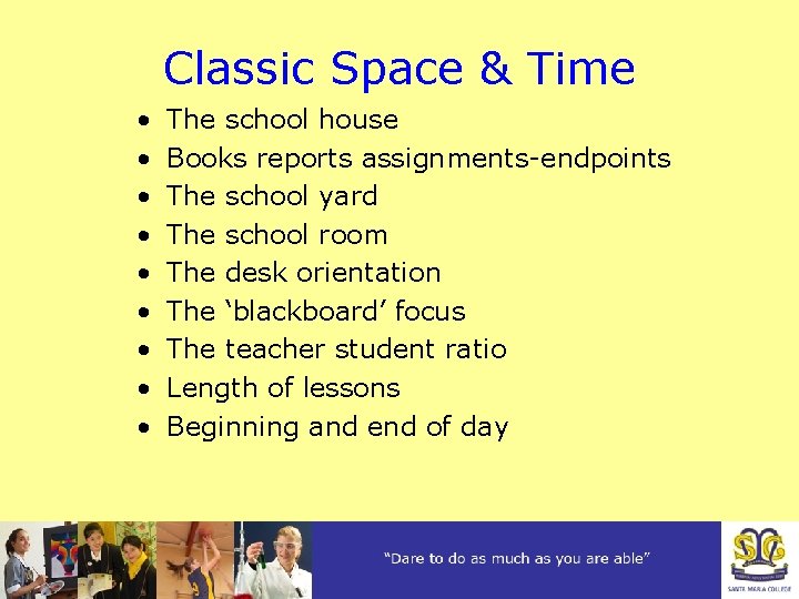 Classic Space & Time • • • The school house Books reports assignments-endpoints The