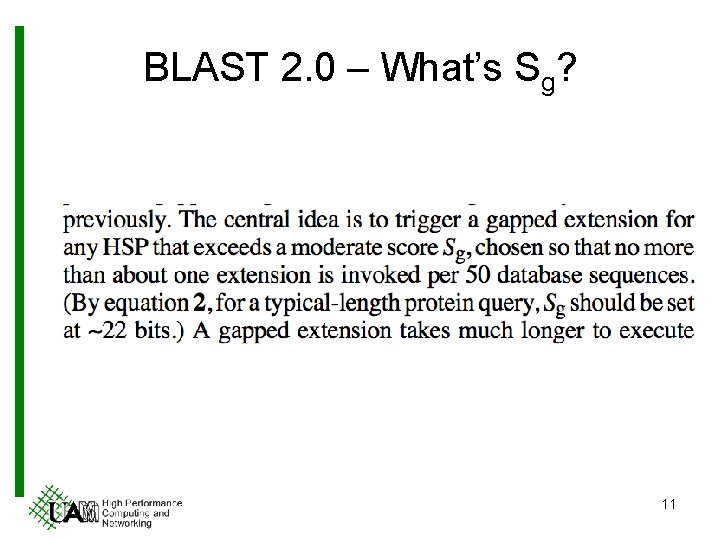 BLAST 2. 0 – What’s Sg? 11 