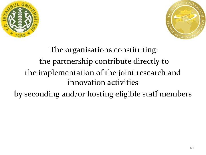 The organisations constituting the partnership contribute directly to the implementation of the joint research