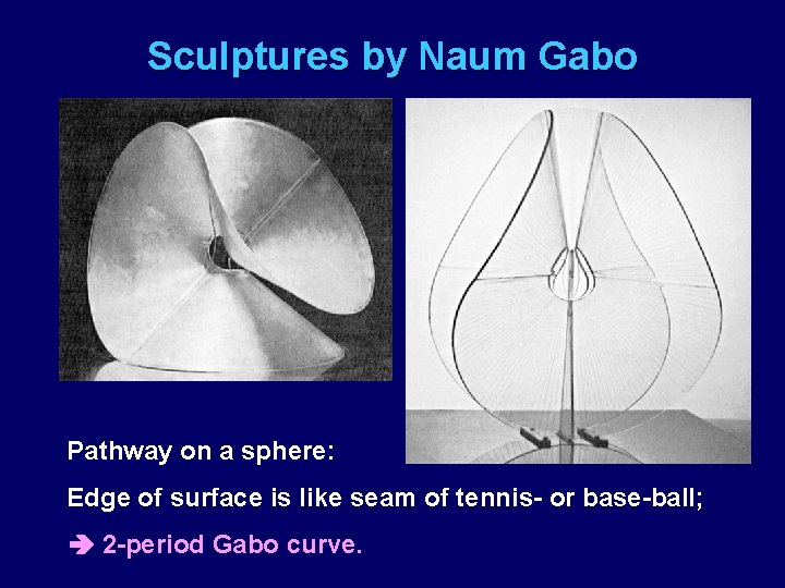 Sculptures by Naum Gabo Pathway on a sphere: Edge of surface is like seam