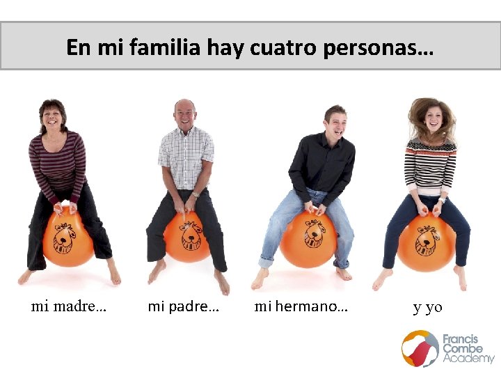 En mi familia hay cuatro personas… mi madre… mi padre… mi hermano… y yo