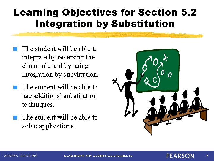 Learning Objectives for Section 5. 2 Integration by Substitution ■ The student will be