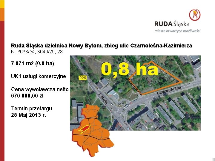 Ruda Śląska dzielnica Nowy Bytom, zbieg ulic Czarnoleśna-Kazimierza Nr 3638/54, 3640/29, 28 7 871