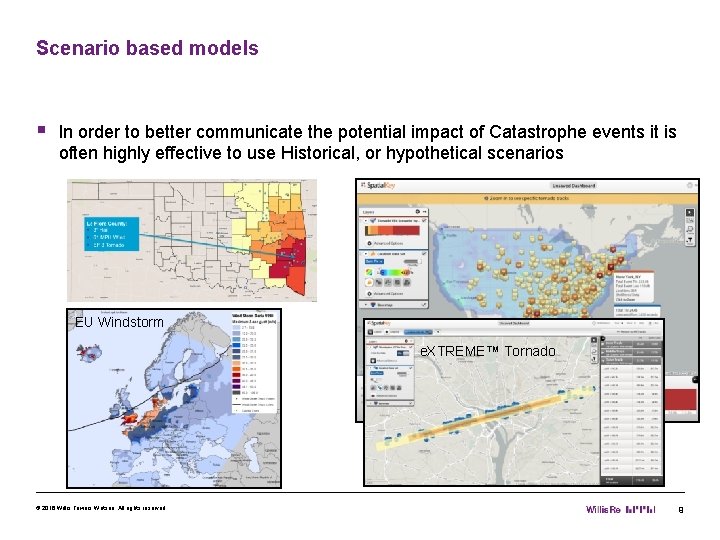 Scenario based models § In order to better communicate the potential impact of Catastrophe