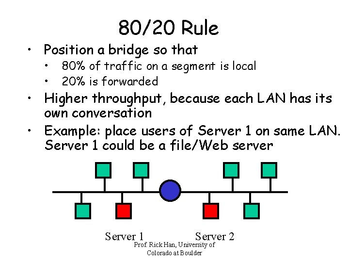 80/20 Rule • Position a bridge so that • • 80% of traffic on