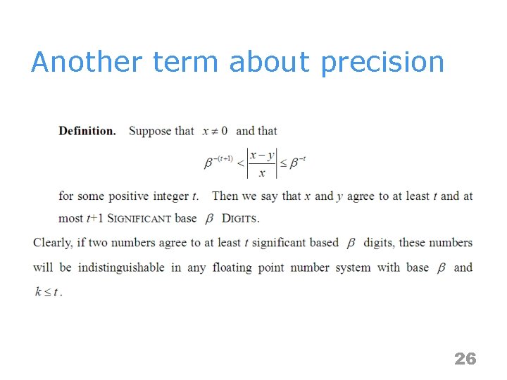 Another term about precision 26 