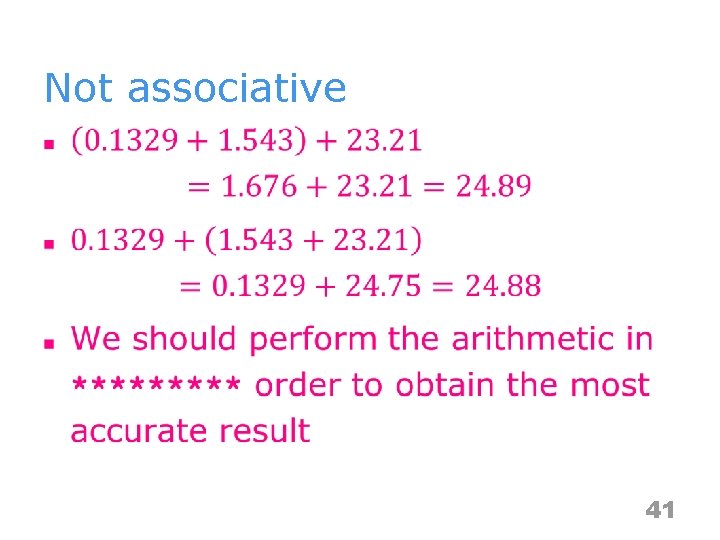 Not associative n 41 