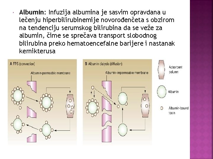  Albumin: Infuzija albumina je sasvim opravdana u lečenju hiperbilirubinemije novorođenčeta s obzirom na