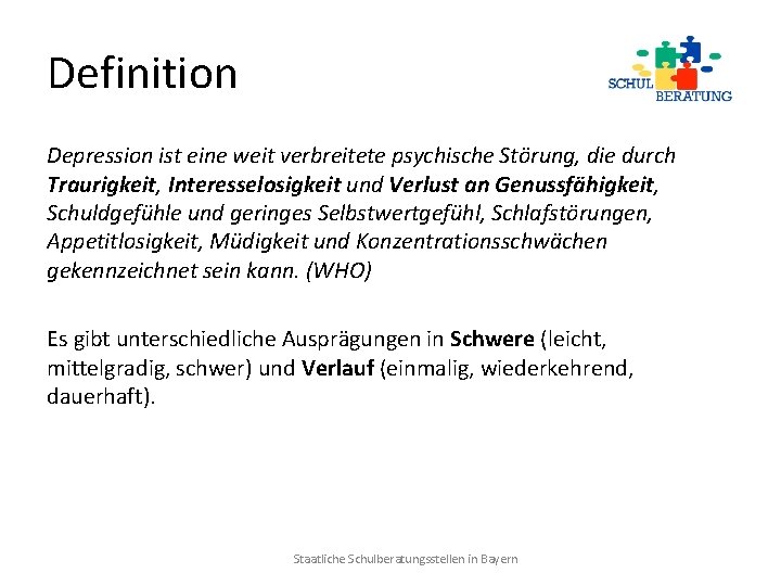 Definition Depression ist eine weit verbreitete psychische Störung, die durch Traurigkeit, Interesselosigkeit und Verlust