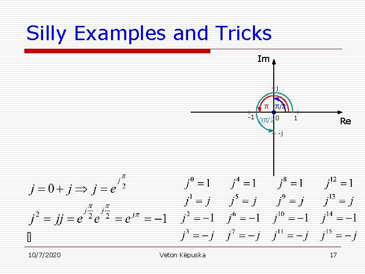 Silly Examples and Tricks Im j /2 -1 3 /2 0 1 Re -j