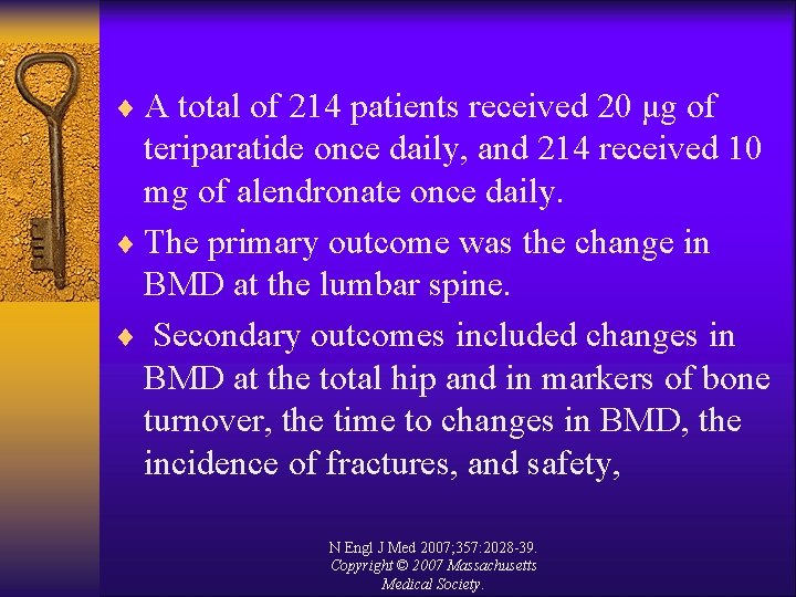 ¨ A total of 214 patients received 20 μg of teriparatide once daily, and