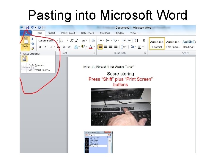 Pasting into Microsoft Word 