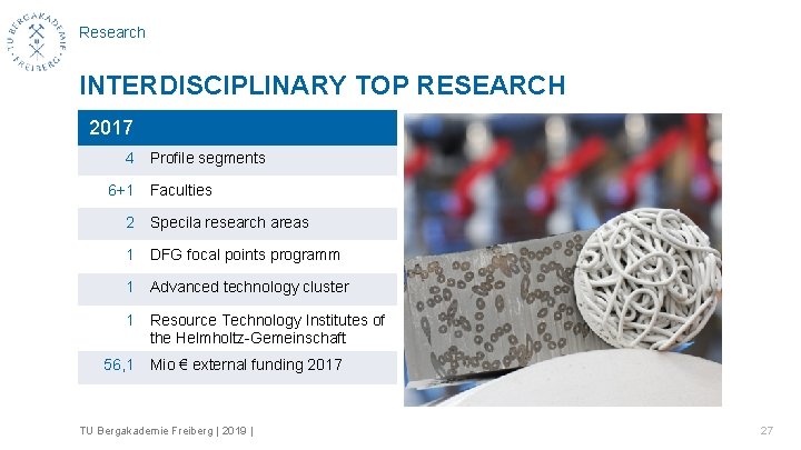 Research INTERDISCIPLINARY TOP RESEARCH 2017 4 6+1 Profile segments Faculties 2 Specila research areas