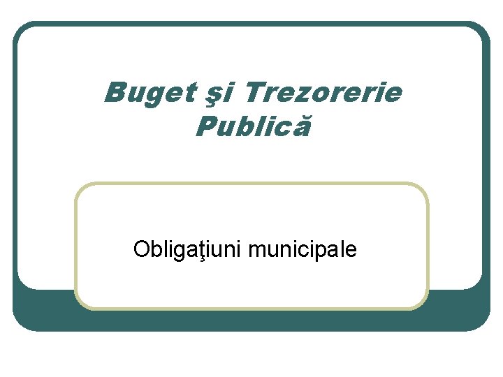 Buget şi Trezorerie Publică Obligaţiuni municipale 