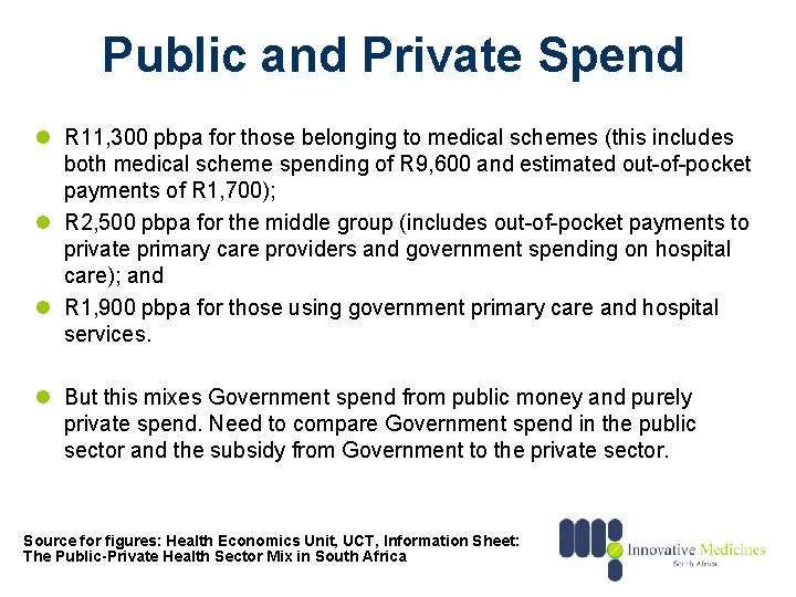 Public and Private Spend l R 11, 300 pbpa for those belonging to medical