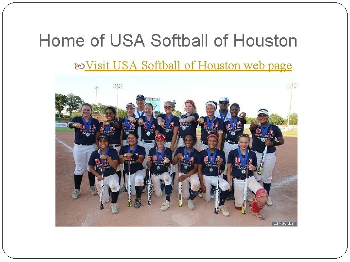 Home of USA Softball of Houston Visit USA Softball of Houston web page 