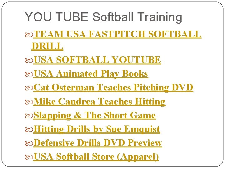 YOU TUBE Softball Training TEAM USA FASTPITCH SOFTBALL DRILL USA SOFTBALL YOUTUBE USA Animated