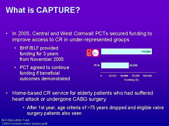 What is CAPTURE? • In 2005, Central and West Cornwall PCTs secured funding to