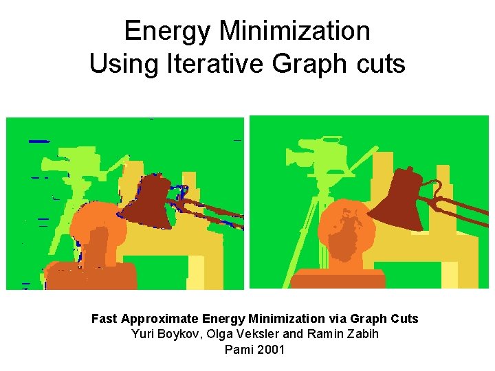 Energy Minimization Using Iterative Graph cuts Fast Approximate Energy Minimization via Graph Cuts Yuri