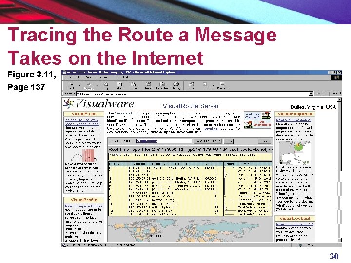 Tracing the Route a Message Takes on the Internet Figure 3. 11, Page 137