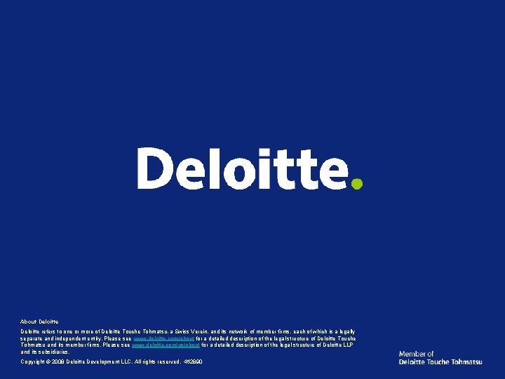 About Deloitte refers to one or more of Deloitte Touche Tohmatsu, a Swiss Verein,