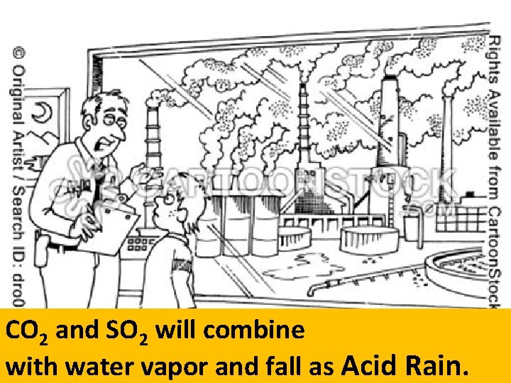 CO 2 and SO 2 will combine with water vapor and fall as Acid