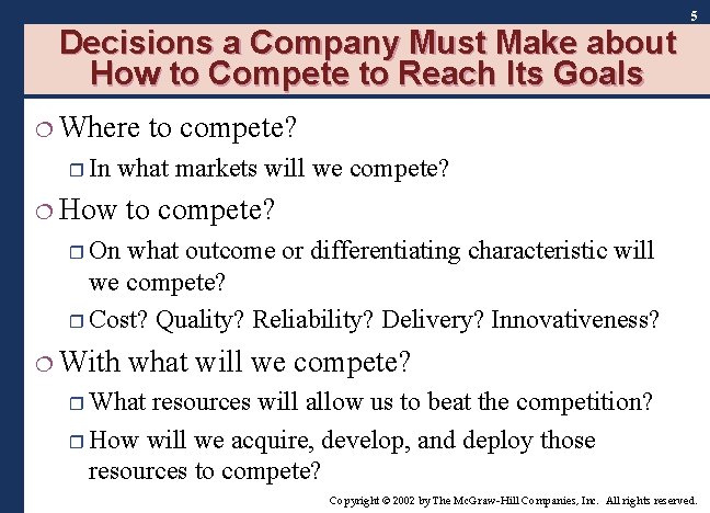 5 Decisions a Company Must Make about How to Compete to Reach Its Goals