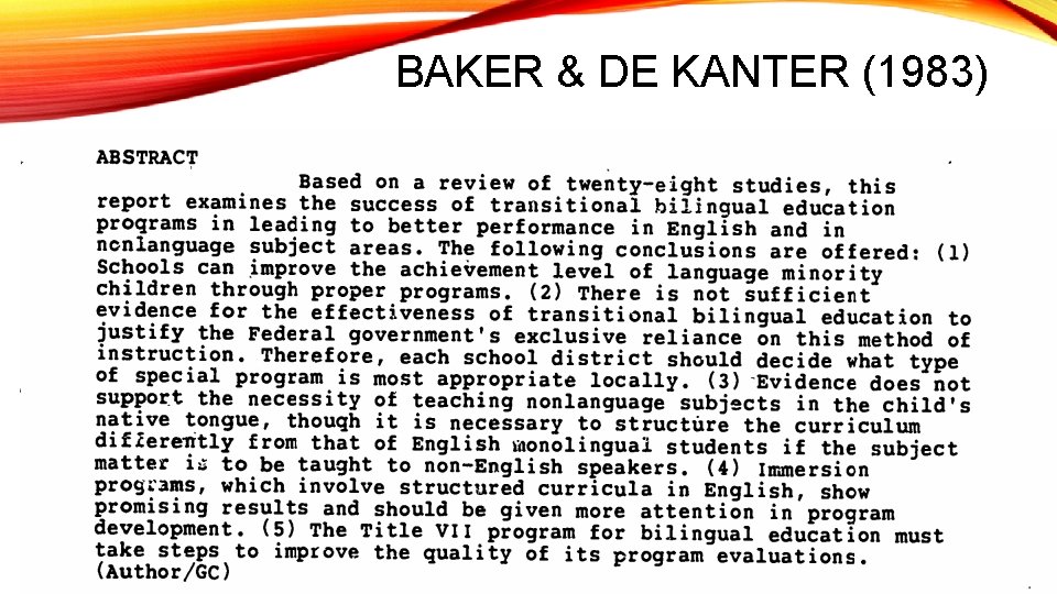 BAKER & DE KANTER (1983) 