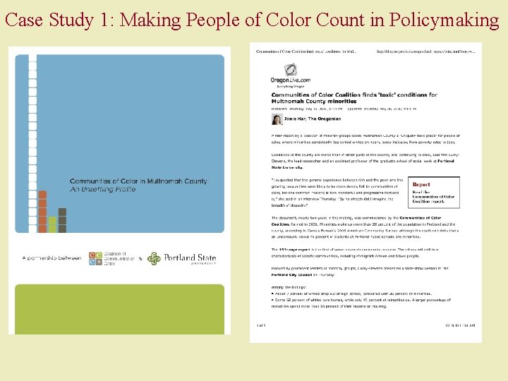 Case Study 1: Making People of Color Count in Policymaking 