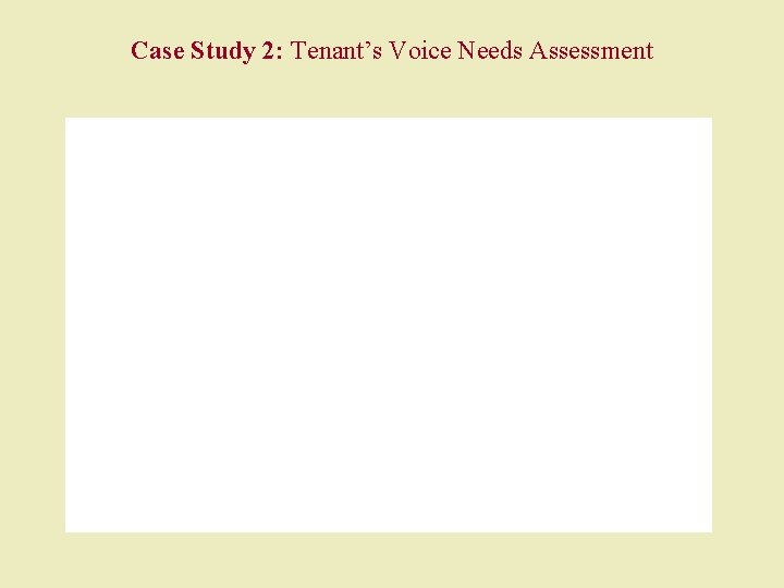 Case Study 2: Tenant’s Voice Needs Assessment 