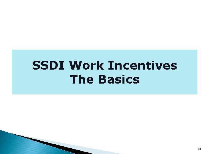 SSDI Work Incentives The Basics 30 