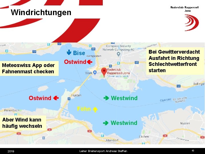 Windrichtungen Bei Gewitterverdacht Ausfahrt in Richtung Schlechtwetterfront starten Bise Meteoswiss App oder Fahnenmast checken