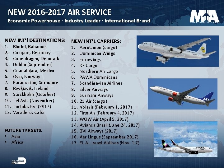 NEW 2016 -2017 AIR SERVICE Economic Powerhouse ∙ Industry Leader ∙ International Brand NEW