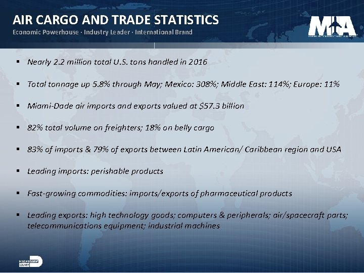 AIR CARGO AND TRADE STATISTICS Economic Powerhouse ∙ Industry Leader ∙ International Brand §