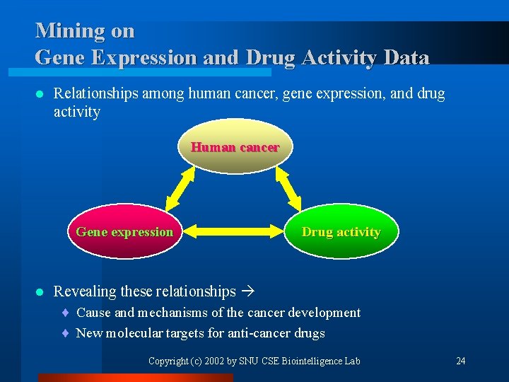 Mining on Gene Expression and Drug Activity Data l Relationships among human cancer, gene