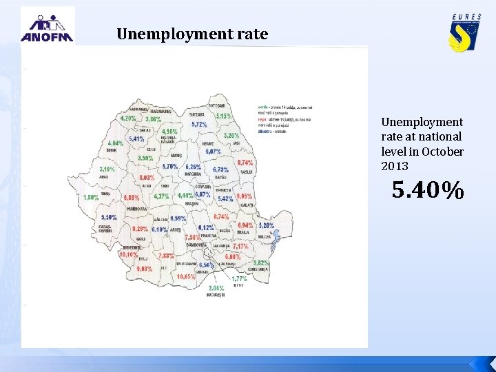 Unemployment rate at national level in October 2013 5. 40% 